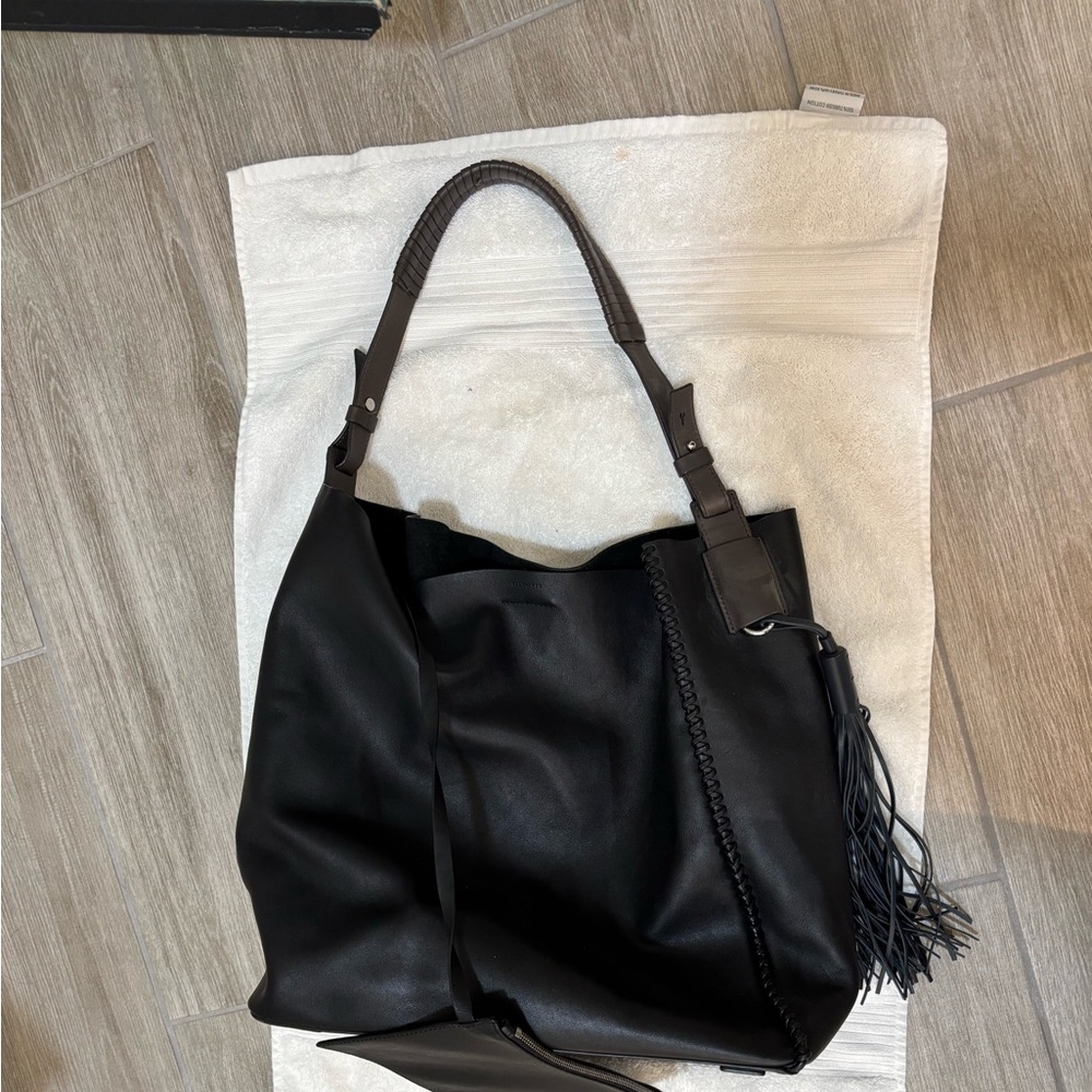 All Saints hobo Black Leather Tote Bag